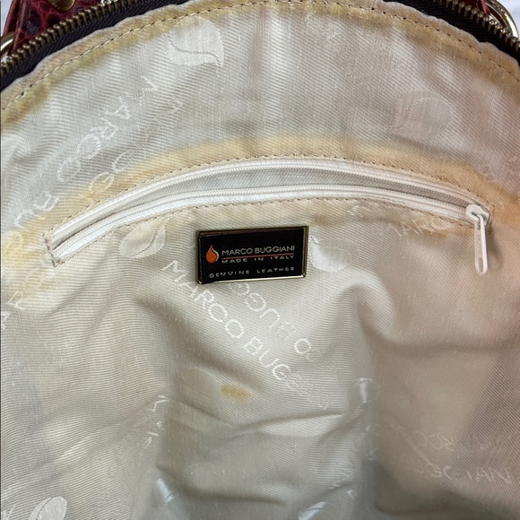 MARCO BUGGIANI CALF HAIR CROC EMBOSSED GENUINE LEATHER BOWLER BAG MADE IN ITALY - Picture 16 of 17